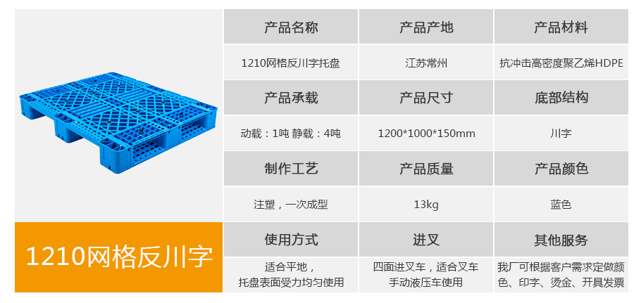 william威廉中文官网1210网格反川字塑料托盘