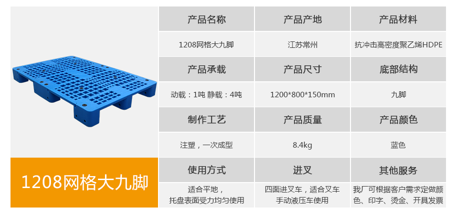 william威廉中文官网1208网格大九脚塑料托盘 william威廉中文官网1208网格大九脚塑料托盘