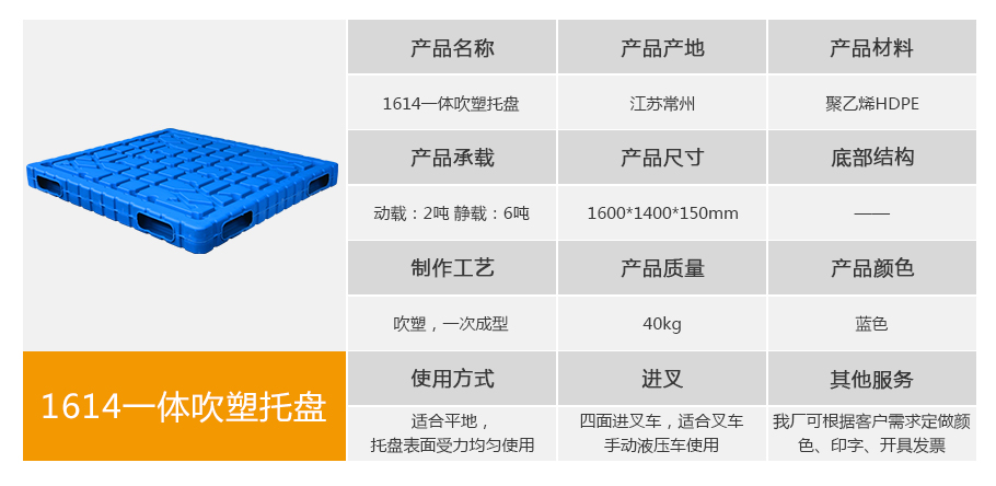 william威廉中文官网1614一体成型吹塑托盘