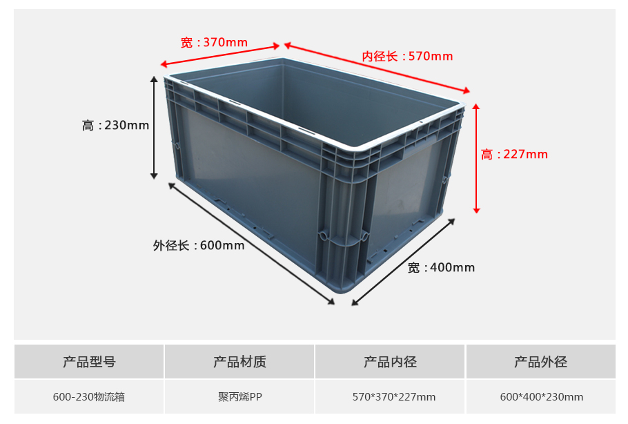 william威廉中文官网600-230塑料物流箱