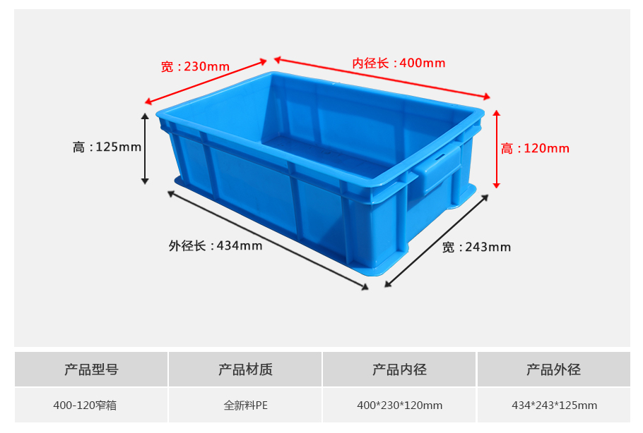 william威廉中文官网400-120塑料周转箱窄箱 william威廉中文官网400-120塑料周转箱窄箱