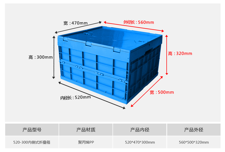 william威廉中文官网520-300塑料内倒式折叠周转箱 william威廉中文官网520-300塑料内倒式折叠周转箱