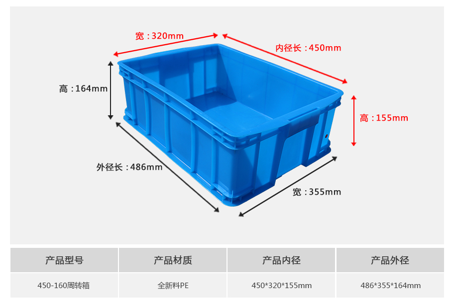 william威廉中文官网450-160塑料周转箱
