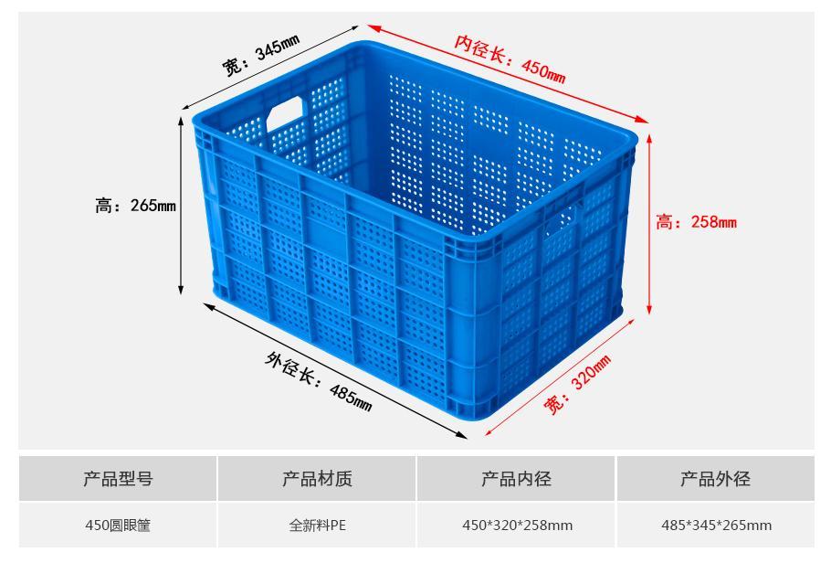 william威廉中文官网450圆眼塑料周转筐